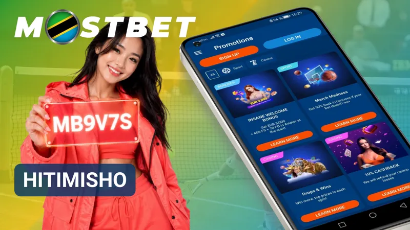 Mwonekano wa ukurasa wa MostBet unasisitiza faida za mizunguko 100 ya bure kwa watumiaji wa Tanzania.