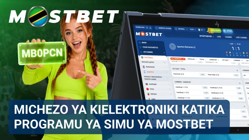 Programu ya simu ya MostBet inaonyesha sehemu ya eSports kwenye simu mahiri.